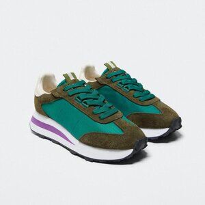 NWT Mango Maxi Sole Platform Leather Appliqué Sneakers US size 9.5